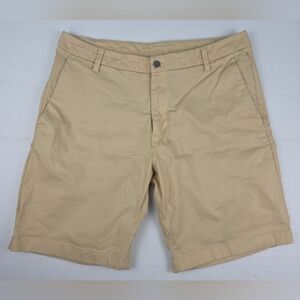 Lululemon Commission Shorts Mens 34 Tan Yellow 9 Inch Chino Golf LM7AUES